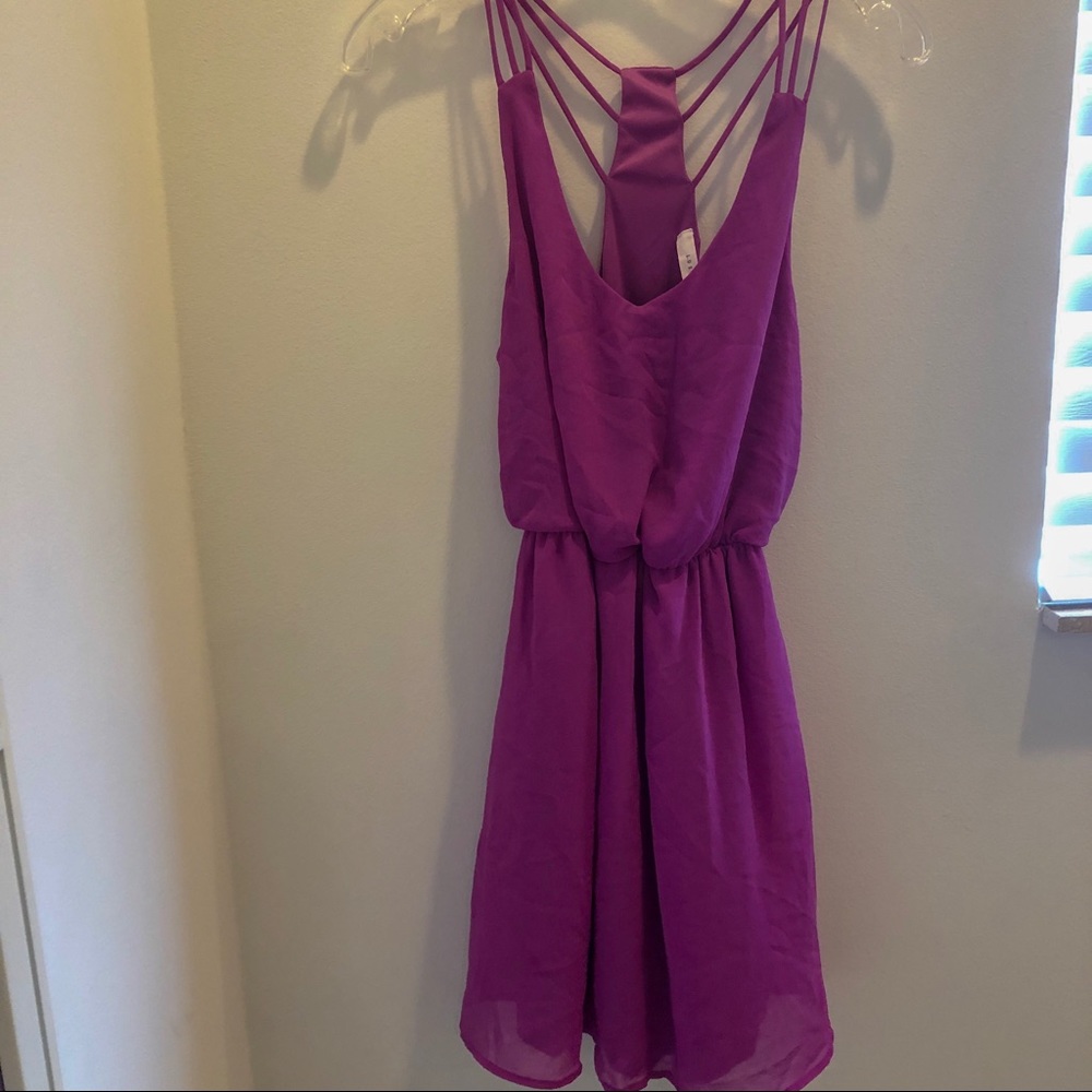 Purple racerback dress with elastic waist